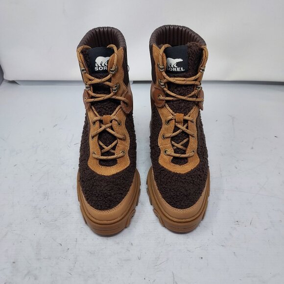 SOREL BROWN BREX WATERPROOF SHEARLING HEEL COZY LACE UP BOOT - Picture 7 of 10
